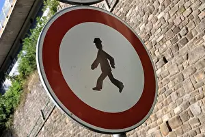 Prohibited Prints: sign, signal, city, town, traffic, transportation, traffic sign, pedestrian