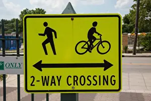Pedestrian Crossing Prints: Sign warning of a pedestrian and bicycle crossing