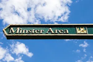 Minster Prints: A signpost pointing to the direction of the Minster Area in York, England