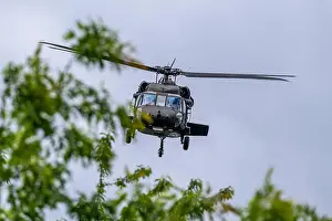 Us Army Prints: Sikorsky UH-60 Black Hawk transport helicopter flying as part of the support for US President Donald Trump State Visit
