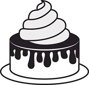 silhouette of birthday sweet cake dessert over white background. vector illustration