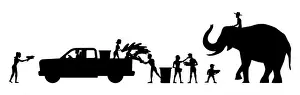 Throw Prints: silhouette design of people plyaing water on Songkranday, vector illustration