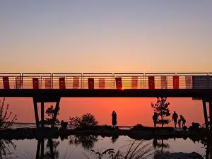 Fethiye Prints: silhouette of park and people on observation deck against sunset sky