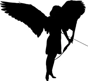 Supernatural Prints: Silhouette of a winged angel holding a bow and arrow