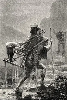Columbia Prints: Silla, chair lashed to the back of a sillero