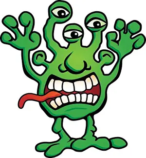Ridiculous Prints: Silly Alien Monster Creature Cartoon Vector Illustration