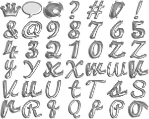 Ballon Prints: Silver Foil Balloon Script Alphabet, Metallic Grace