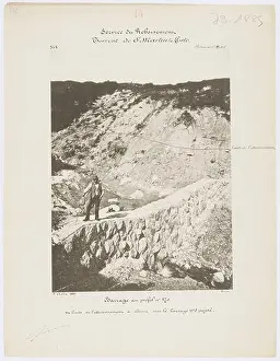 French Alps Prints: A silver gelatin print records a dam identified as profile number 170 in the St Michel section of Savoie in 1889