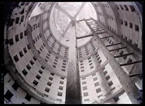 Monochrome Photography Prints: A silver gelatin print records the interior of the dovecote at Château d'Éternes in Saix in 1952