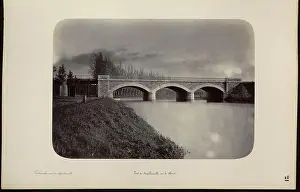 A silver gelatin print records the Napoléonville Bridge over the Blavet on the Napoléonville branch