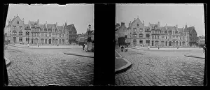 Public Square Prints: A silver gelatin print records a public square in Amiens in 1890