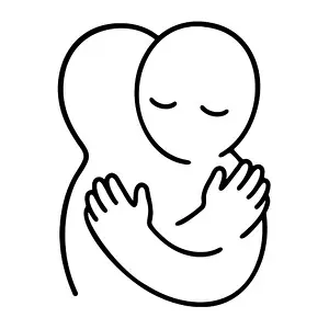 Empathy Prints: Simple abstract doodle of two people hugging each other