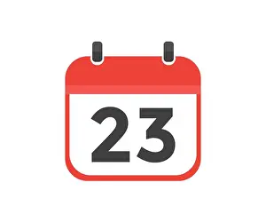 Simple calendar with date 23 day twenty third logo design