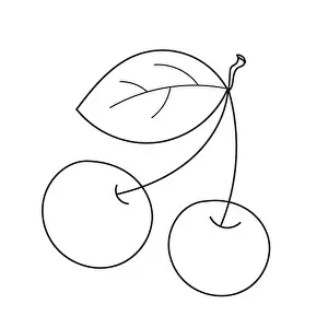 Simple coloring page. Educational worksheet to be colored. Easy educational paint game for preschool kids. Simple kid coloring page with Cherry