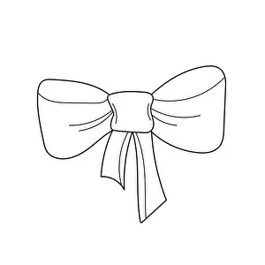 Riddle Prints: Simple coloring page. Hand drawn doodle bow isolated on white background
