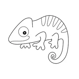 Simple coloring page. Vector illustration of chameleon for coloring book. Simple educational game for kids