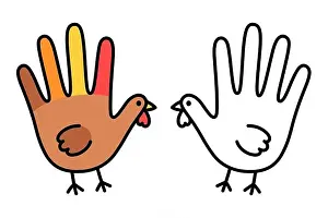 Craft Prints: Simple and cute hand print turkey drawing for Thanksgiving day