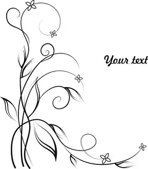 Design Pattern Prints: Simple floral background in black and white