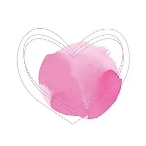 Mothers Prints: Simple Mothers Day greeting card. Modern Watercolor dot, thin line heart