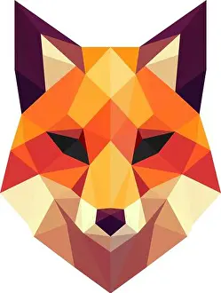 Polygonal Prints: simple polygon fox head illustration
