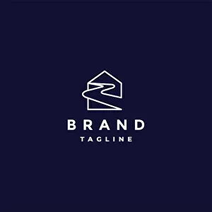 Rent Prints: Simple River House Lines Logo Design. River Flows Inside House Logo Design