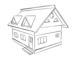 Compass Prints: simple sketch illustration of a house