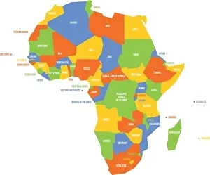 South Africa Prints: Very simplified infographical political map of Africa
