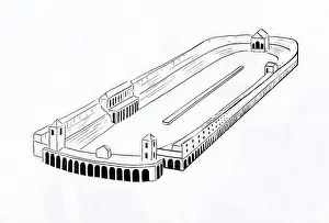 Simplified Line drawing of the Circus Maximus in ancient Rome