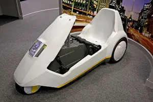Wheeled Prints: Sinclair C5 three wheel electric car Futureworld Goonhilly Helston Cornwall UK