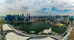 Ferris Prints: Singapore, 25 April 2019, Bbusiness district panorama over Marina Bay
