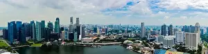 Ferris Prints: Singapore, 25 April 2019, Bbusiness district panorama over Marina Bay