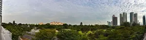 Ferris Prints: Singapore, 25 April 2019, Bbusiness district panorama over Marina Bay