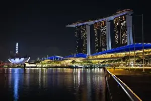 Gardens By The Bay Prints: Singapore City Sept 2018 Aerial view of Singapore skyline