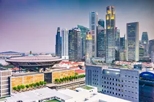 Singapore downtown skyline with the Supreme Court Building at twilight