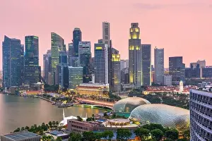 Singapore Financial District skyline at dusk