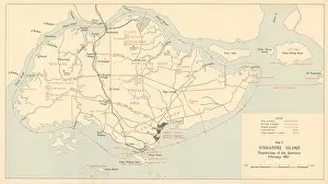 Captain Prints: Singapore Island, dispositions of the garrison February 1942 1957 old map