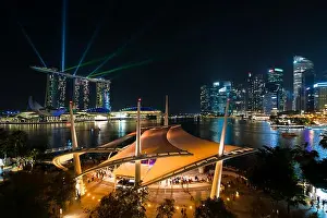 Helix Prints: Singapore Marina bay at night, Singapore city with light show is famous and beautiful show