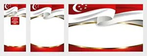 Promotional Prints: Singapore national flag in a dynamic waving ribbon style