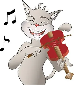 Singers Prints: singing cat and violin vector