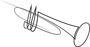 Orchestra Prints: Single continuous line drawing of trumpet music instrument
