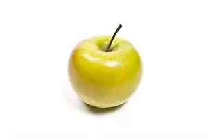 Single fresh green apple. Isolated on white background