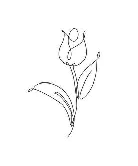Wall Decor Prints: One single line drawing beauty fresh tulip flower vector illustration