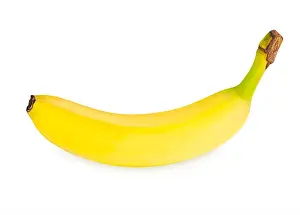 Flesh Prints: single yellow banana fruit isolated on white background