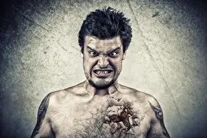 Nightmare Prints: Sinister face with cracked skin, and ugly face