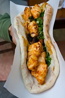 Istanbul Prints: Sis Tavuk or Chicken Shish Sandwich in Istanbul Turkey