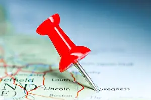 Pushpin Prints: Skegness, Great Britain pin on map