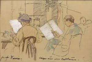 Colored Pencil Prints: Sketch from the cafe house, Josef Wawra
