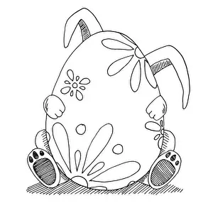 Resurrected Prints: Sketch of Easter bunny and Easter egg. Vector. Happy easter