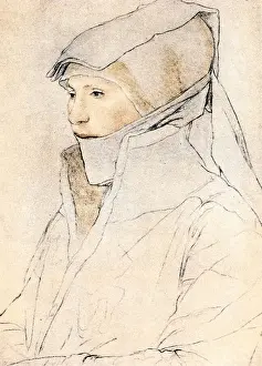 Hans Holbein Prints: Sketch by Hans Holbein the Younger; Portrait of Dorothea Meyer