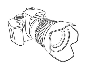 A sketch of the professional camera with a lens